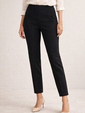 Lela Rose Black Ankle Pants Slim Leg Stretch Twill Tailored Size 10